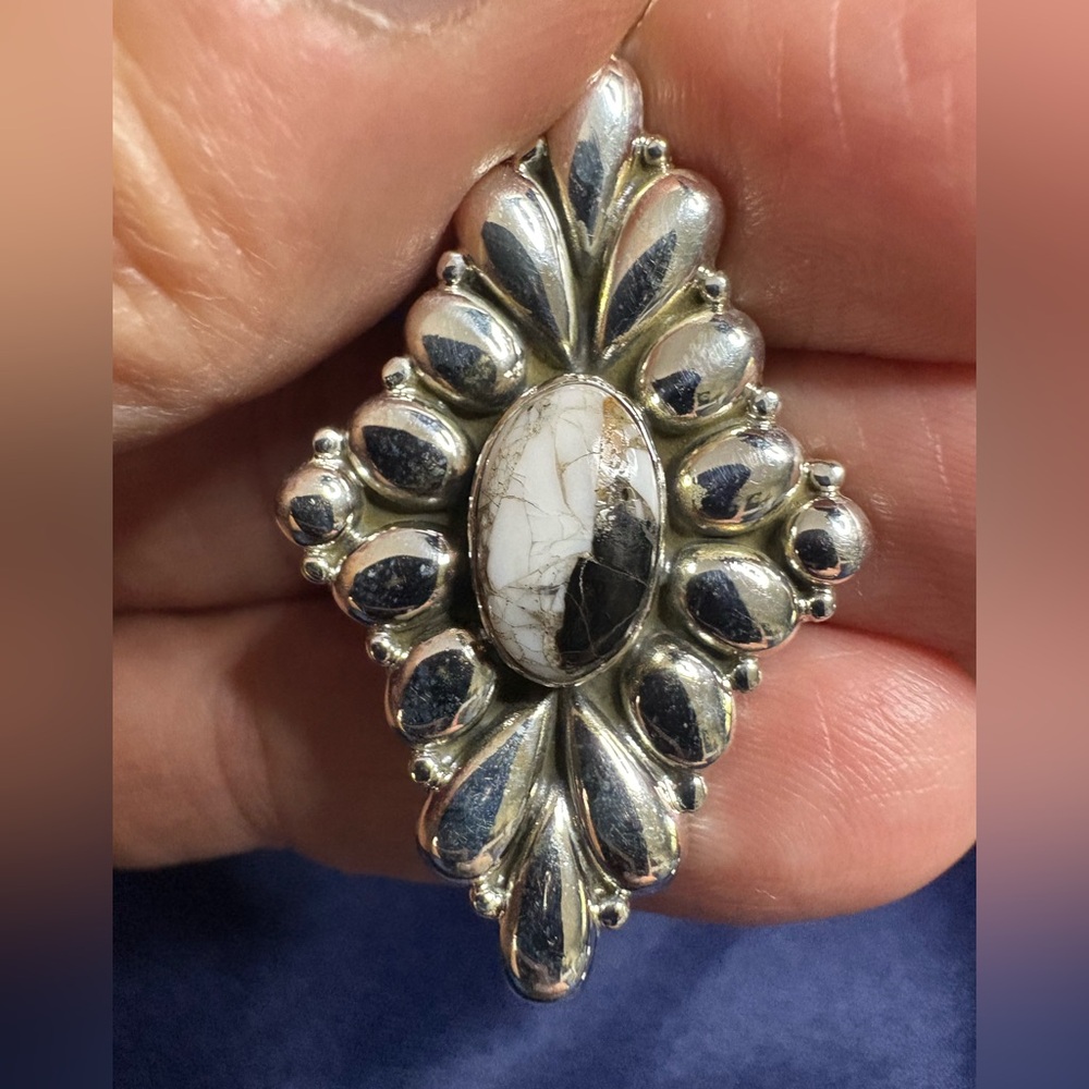 Pendant*Wild Horse Turquoise 925 Sterling Silver Diamond Shaped Closed Back - Picture 4 of 9